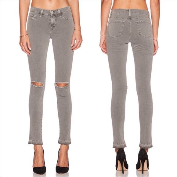 J Brand Gray Distressed Silver Fox Skinny Jeans - Picture 1 of 10